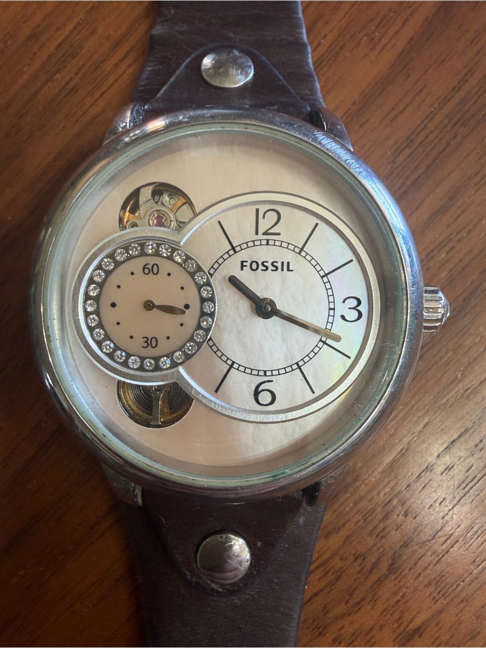 Fossil Brown Leather Watch with Silver-Tone Case